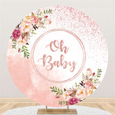 Oh Baby Funkeln Rosa Blume Babydusche Kreis Hintergrund